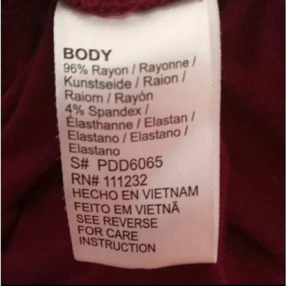 LOVE SADIE BURGUNDY V-NECK LONG SLEEVE DRESS SZ.L EUC. - Picture 9 of 13